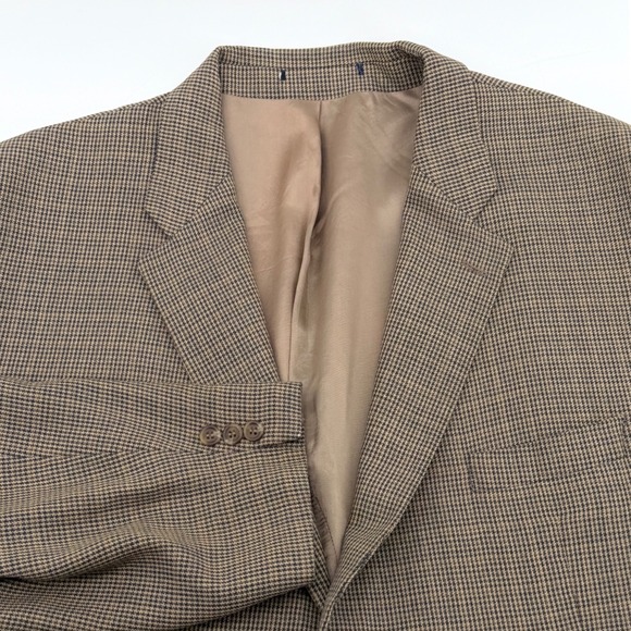 Chaps Ralph Lauren Other - Chaps Ralph Lauren Mens 52R Blazer Brown Houndstooth Silk Blend Jacket